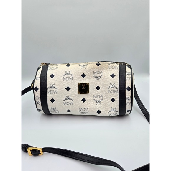 MCM Crossbody Bag Barrel‎ Style Logo Print Designer Purse Small - Picture 1 of 9